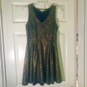 Navy and gold glitter party dress.